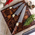 Imperial Rosewood 3-Piece Chef Knife Set Elite Damascus Culinary Collection