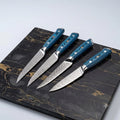 Imperial Azure Damascus Steak Knife Set 4 Piece Premium Culinary Dining Collection