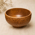 Handcrafted Carved Wooden Bowl | Set of 7 | Premium Natural Wood Serving Bowl