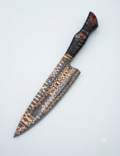 Artisan Copper Damascus Chef Knife Premium Hybrid Handle with Lava Texture Finish
