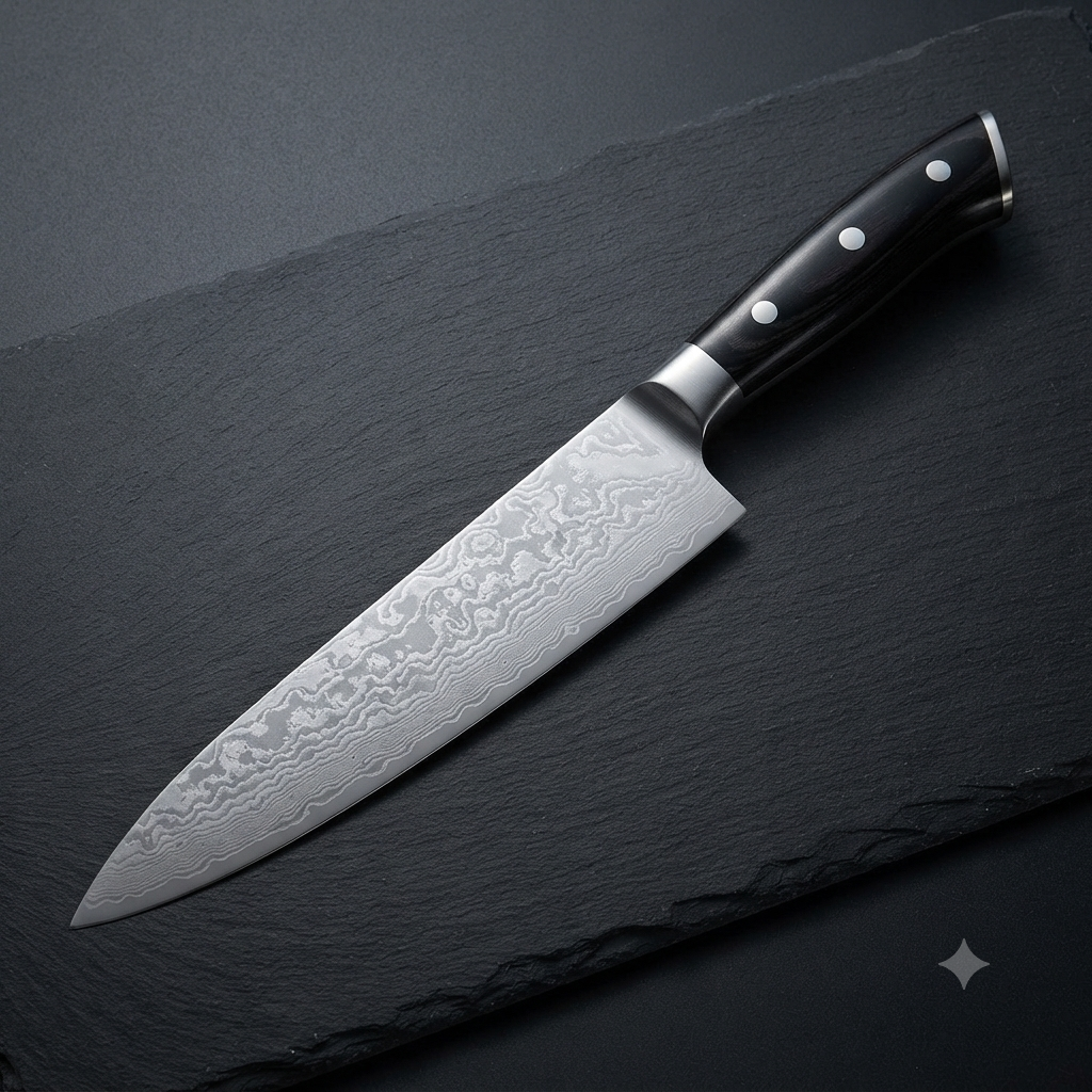 The Obsidian Series: 8-Inch Folded Damascus Steel Chef's Knife | Premium G10 Handle | Professional-Grade Precision Culinary Tool