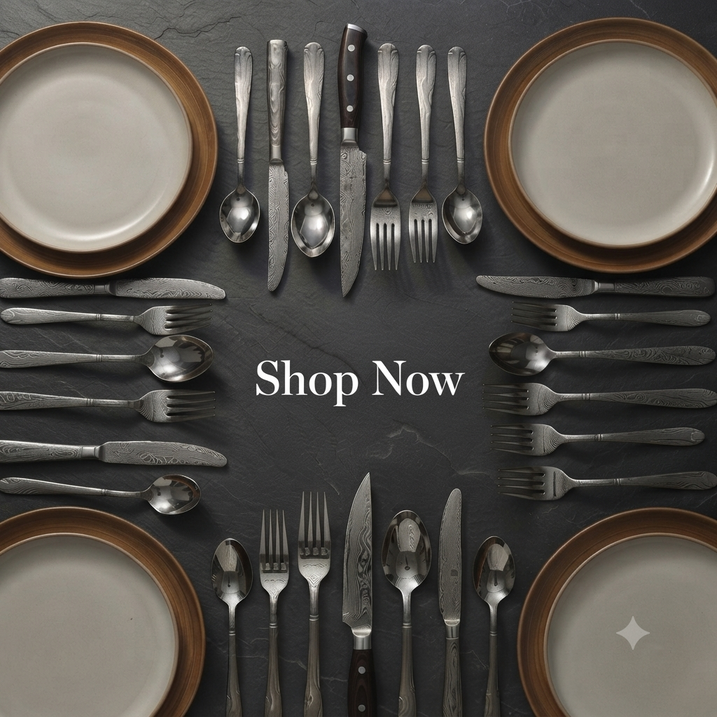 Artisan 20 Piece Damascus Style Flatware Set Luxury Stainless Steel Cutlery Collection