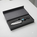Handcrafted Damascus Steel Santoku Knife with Turquoise Handle & Presentation Box | Zave Cutlery