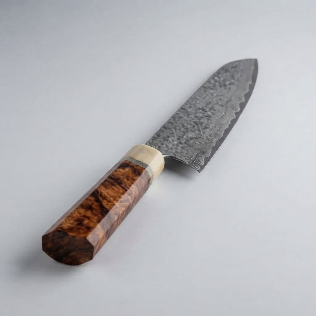 Zave Cutlery Handcrafted Chef Knife with Damascus-Pattern Blade & Premium Wood Handle