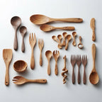 Handcrafted Wooden Cutlery Set Premium Natural Olive Wood Kitchen & Dining Utensils by Zave Cutlery