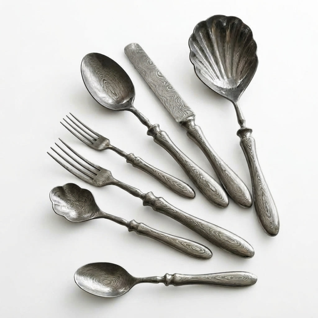 Zave Cutlery Artisan Textured Stainless Steel Flatware Set – Elegant Dining Collection