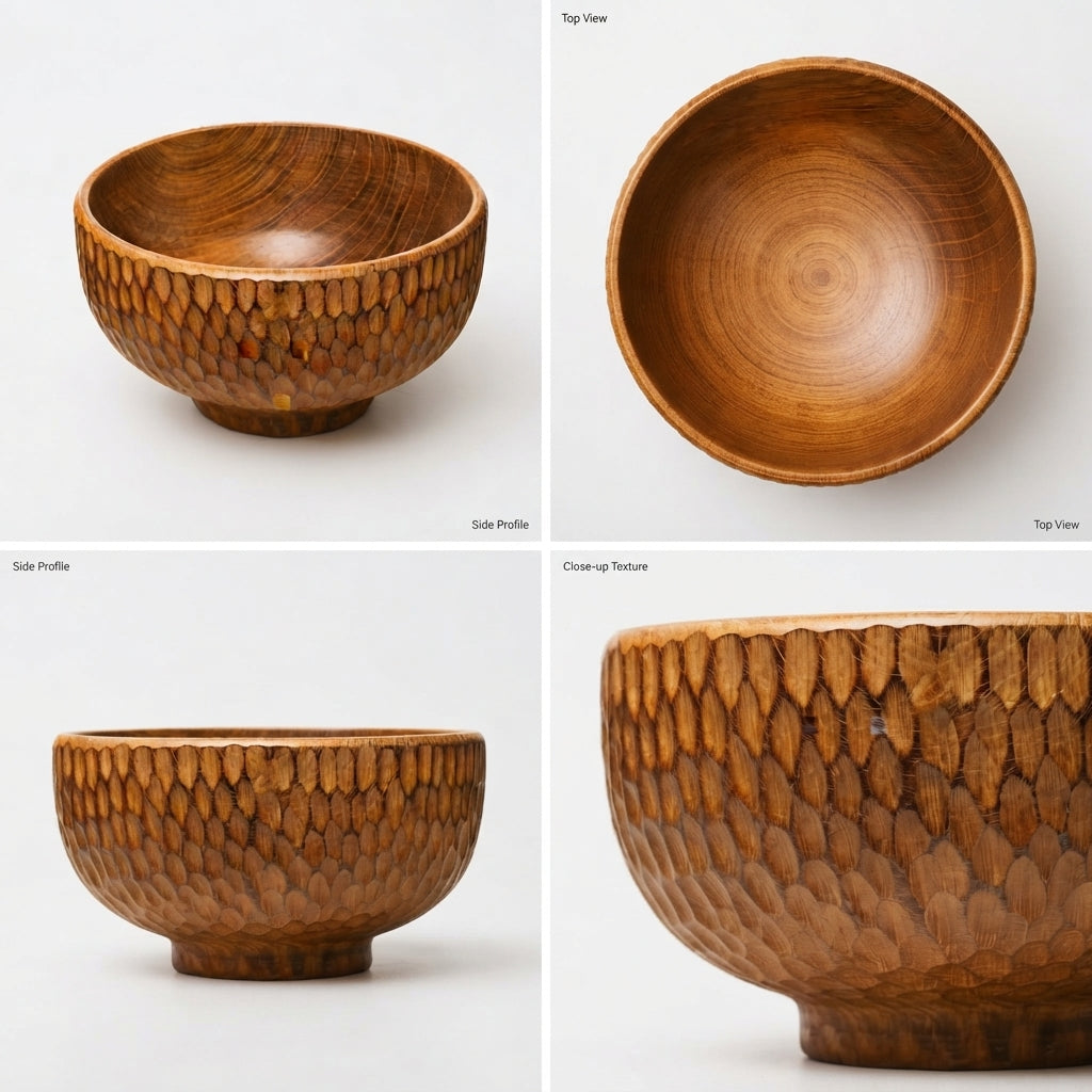 Zave Cutlery Handcrafted Carved Wooden Serving Bowl – Artisan Kitchen & Dining Tableware