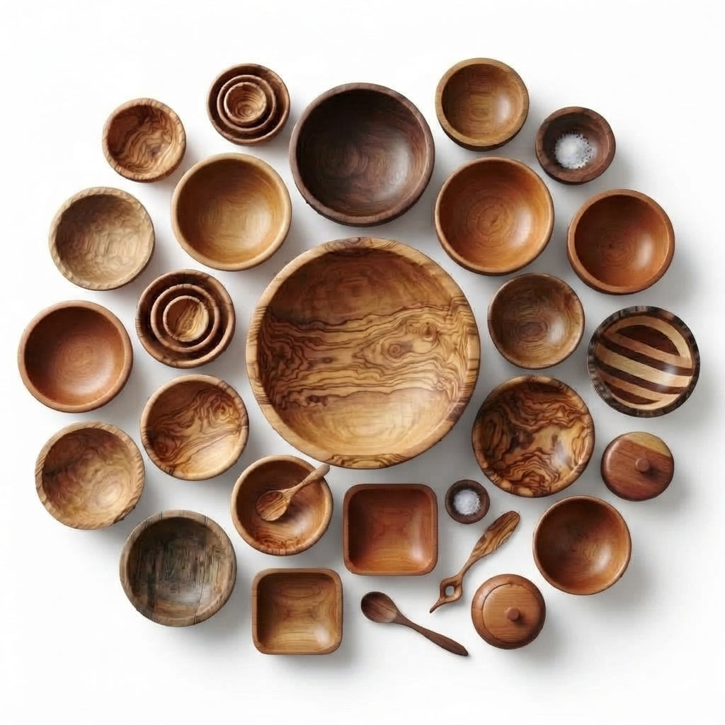 Zave Cutlery Handcrafted Wooden Bowl and Serveware Collection - Artisanal Kitchen Decor