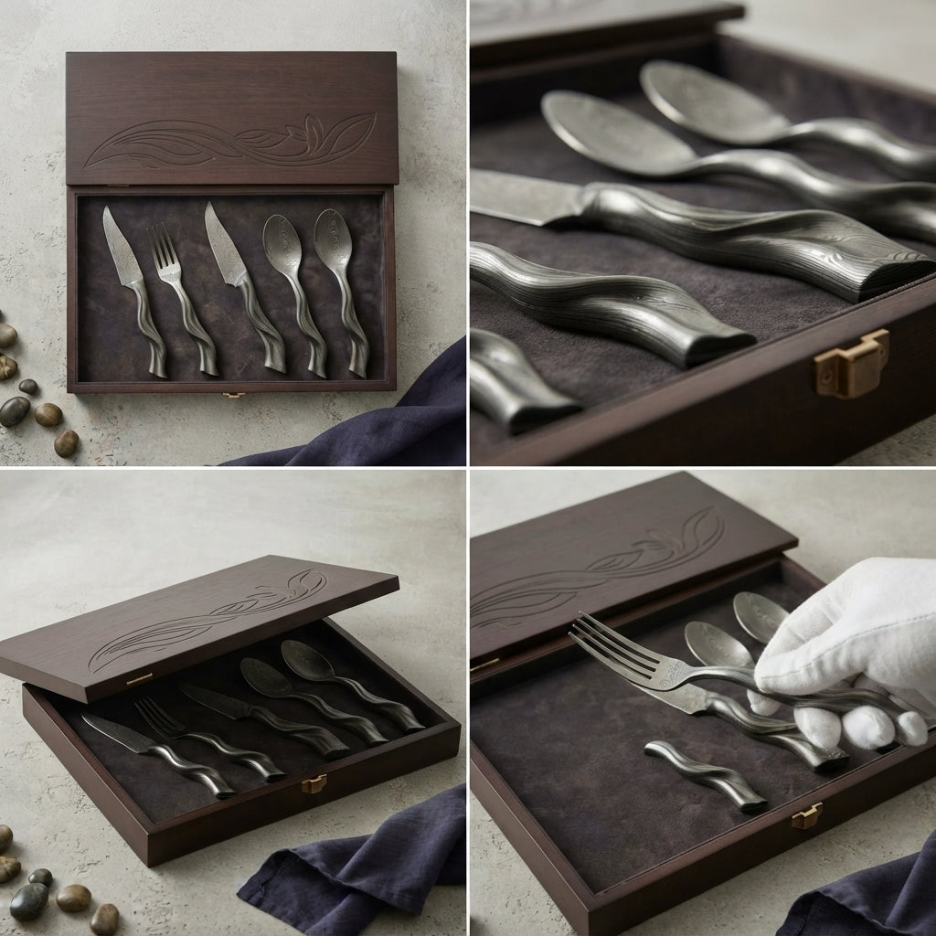 Zave Cutlery Premium Stainless Steel Flatware Set with Wooden Presentation Box