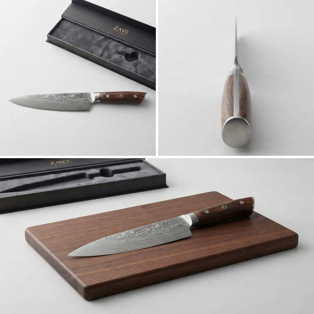 Zave Cutlery Professional Chef's Kitchen Knife with Wooden Handle and Presentation Box