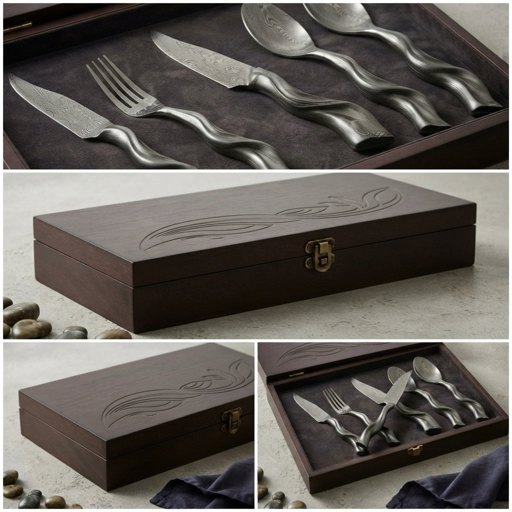 Zave Cutlery Premium Stainless Steel Flatware Set with Wooden Presentation Box