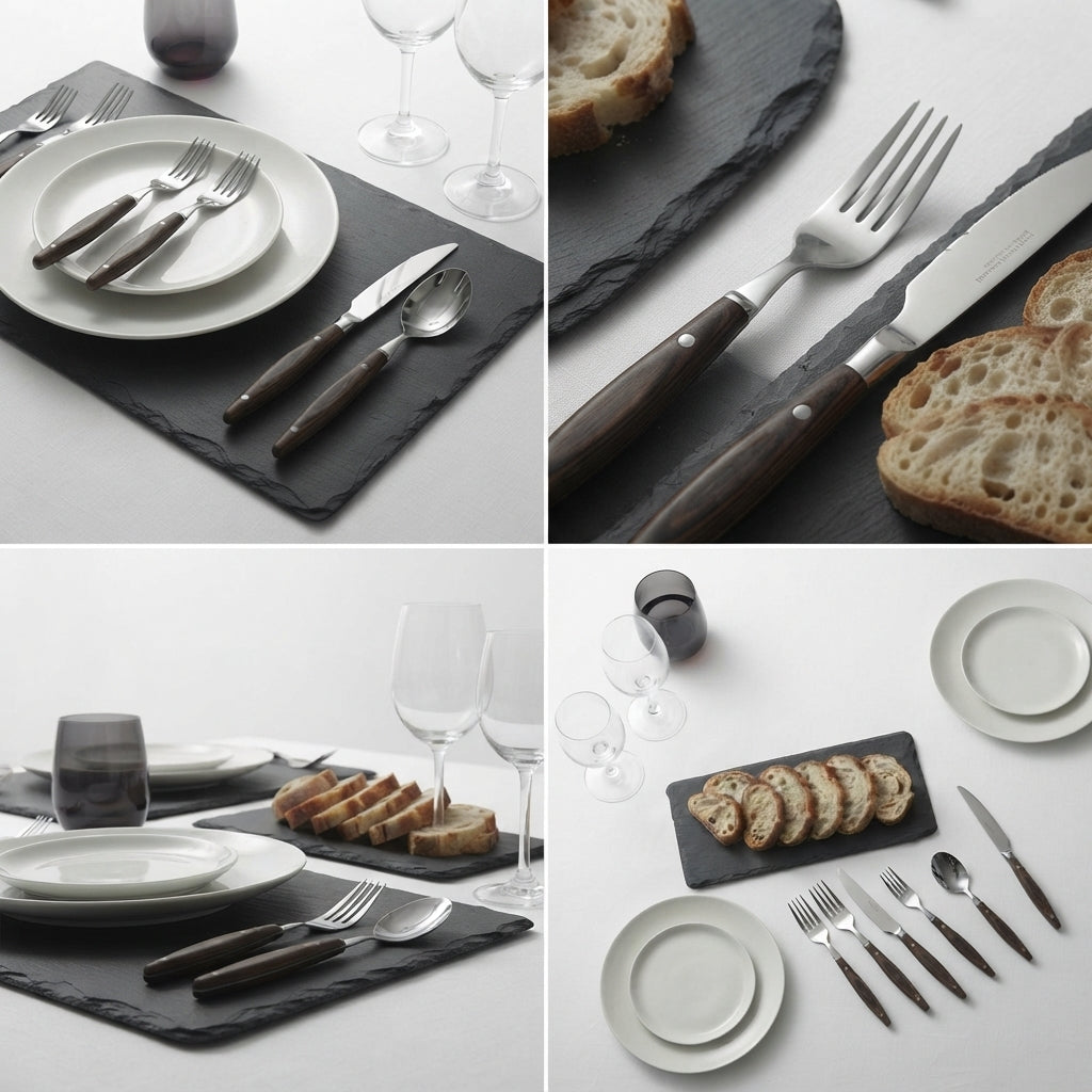 Zave Cutlery Premium Stainless Steel Cutlery & Slate Serving Set