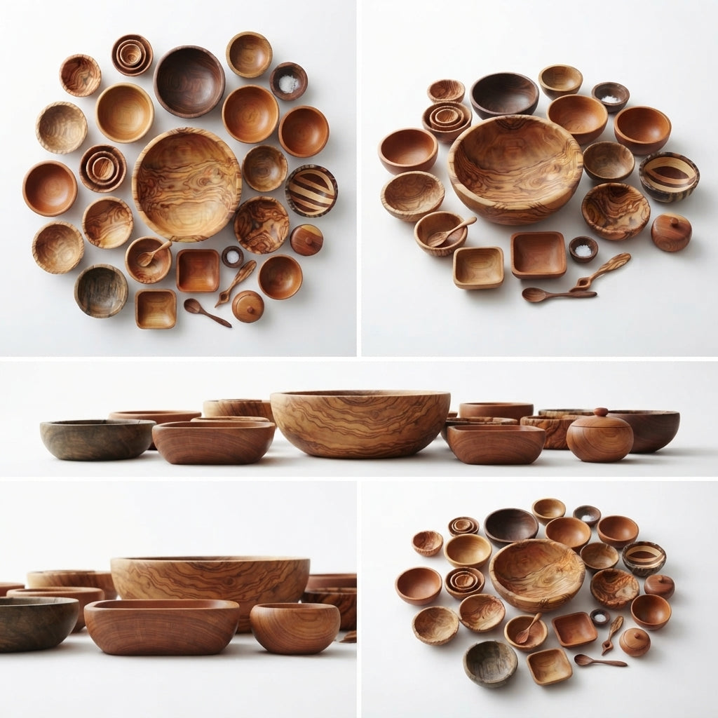 Zave Cutlery Handcrafted Wooden Bowl and Serveware Collection - Artisanal Kitchen Decor
