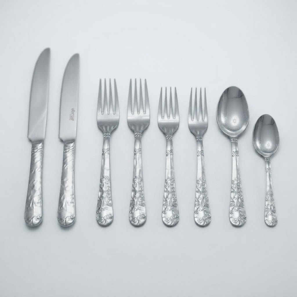 Zave Cutlery Set - Elegant Stainless Steel Flatware with Ornate Embossed Handles