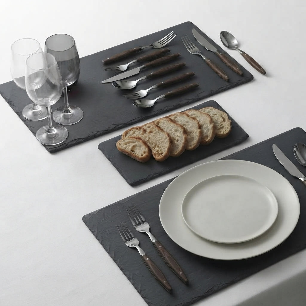 Zave Cutlery Premium Stainless Steel Cutlery & Slate Serving Set
