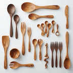 Handcrafted Wooden Cutlery Set Premium Natural Olive Wood Kitchen & Dining Utensils by Zave Cutlery