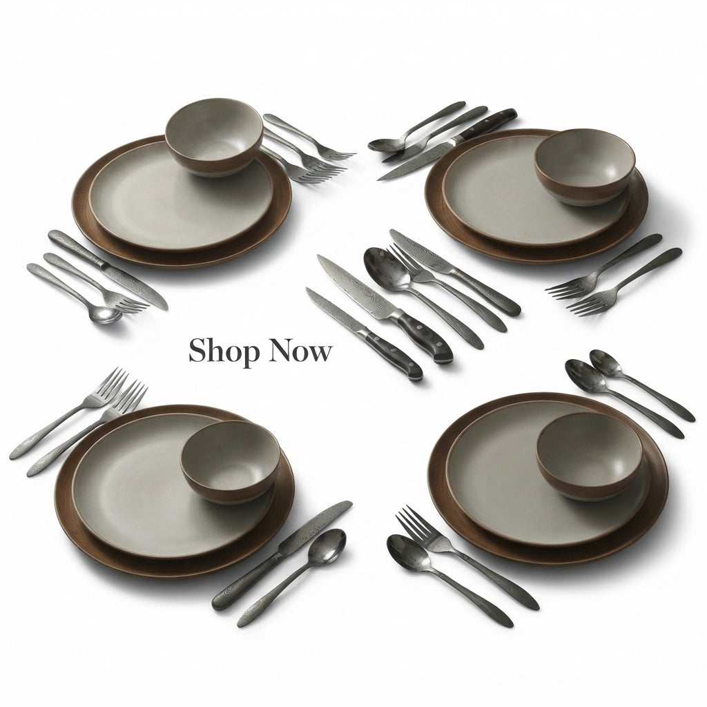 Zave Cutlery - Premium Stainless Steel Flatware Set with Textured Finish