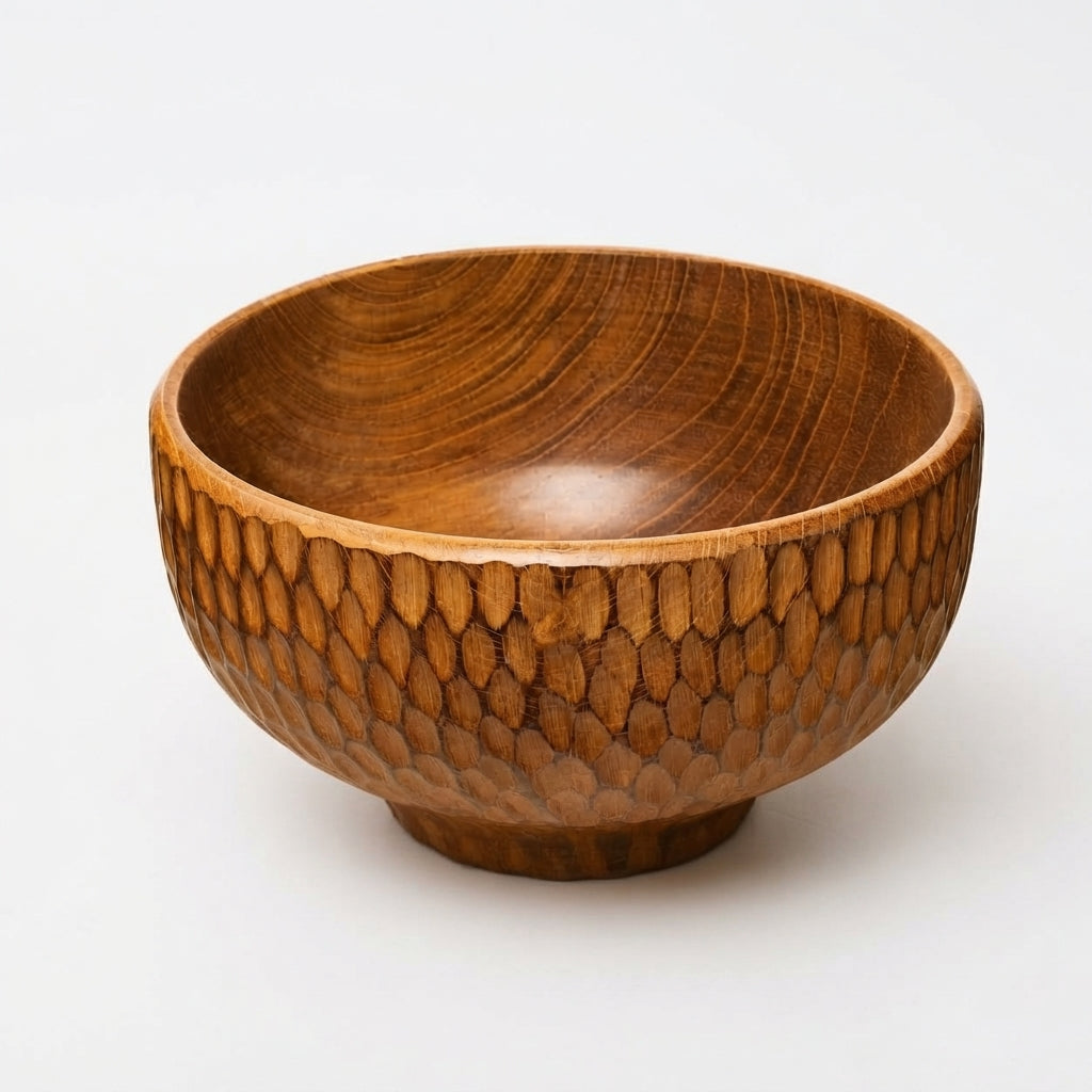 Zave Cutlery Handcrafted Carved Wooden Serving Bowl – Artisan Kitchen & Dining Tableware