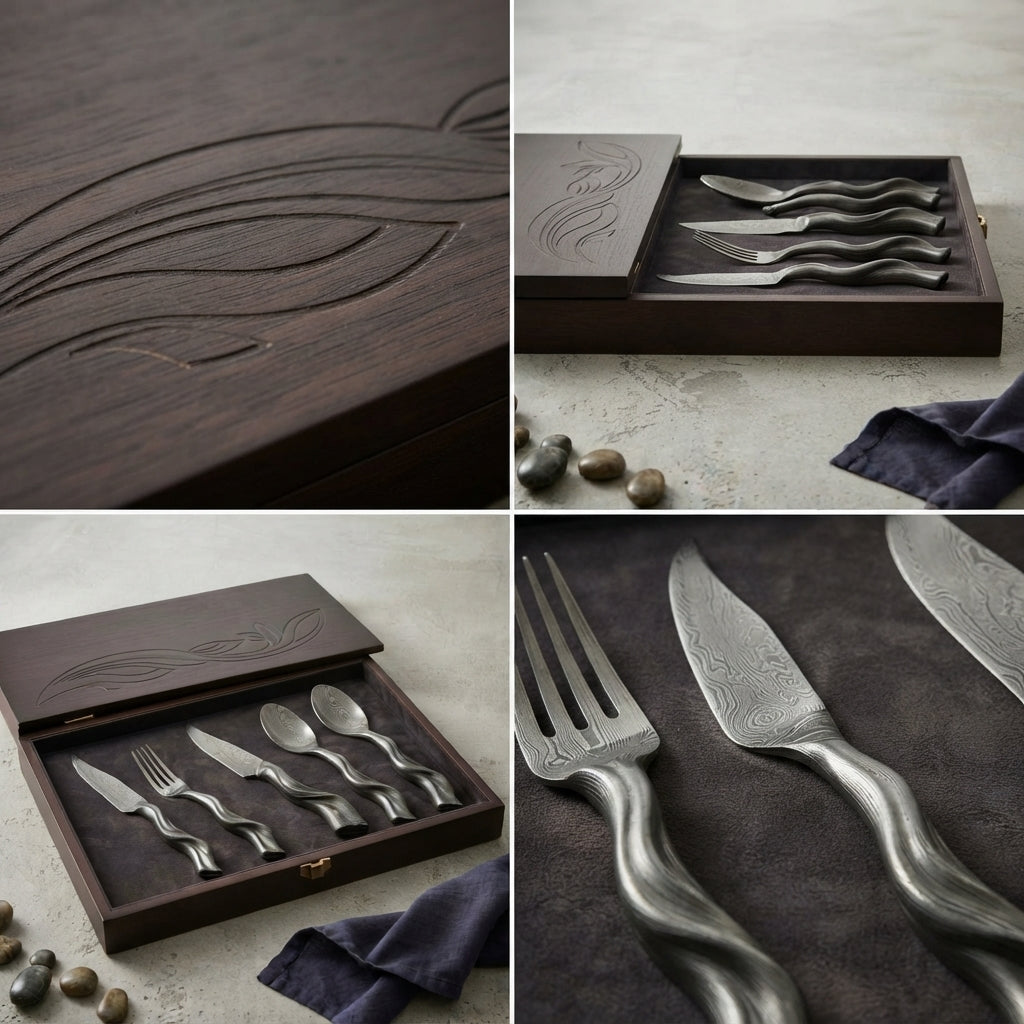 Zave Cutlery Premium Stainless Steel Flatware Set with Wooden Presentation Box