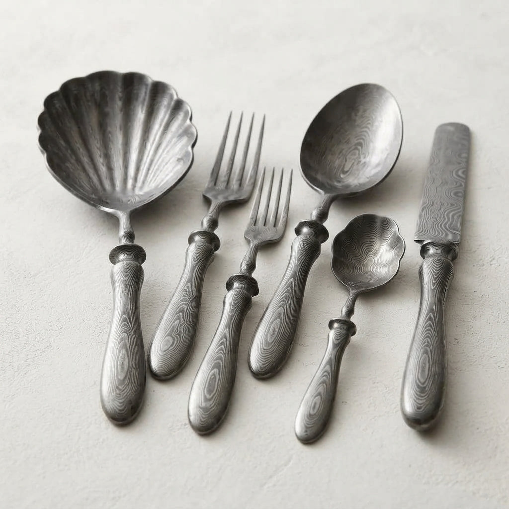 Zave Cutlery Artisan Textured Stainless Steel Flatware Set – Elegant Dining Collection