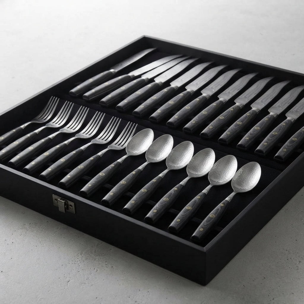 Zave Cutlery Premium 24-Piece Stainless Steel Flatware Set with Ergonomic Handles and Storage Box