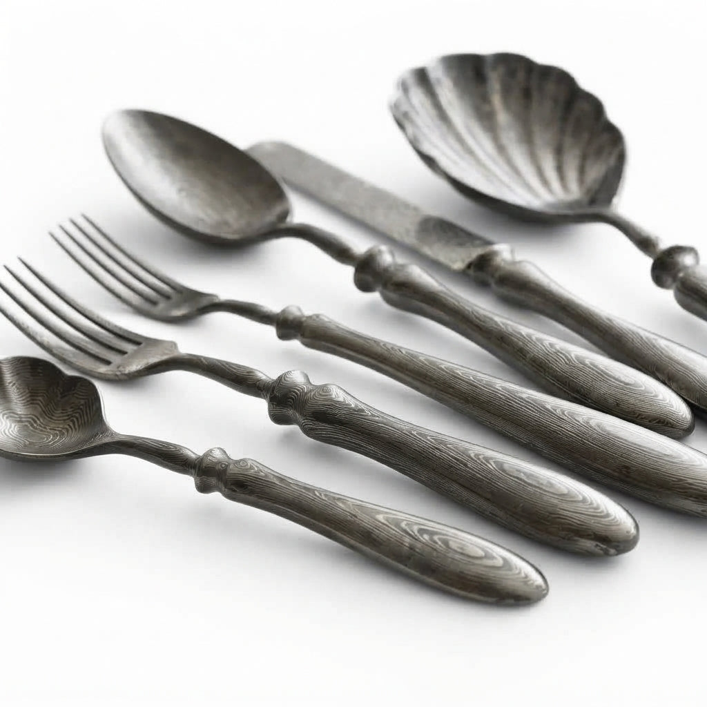 Zave Cutlery Artisan Textured Stainless Steel Flatware Set – Elegant Dining Collection