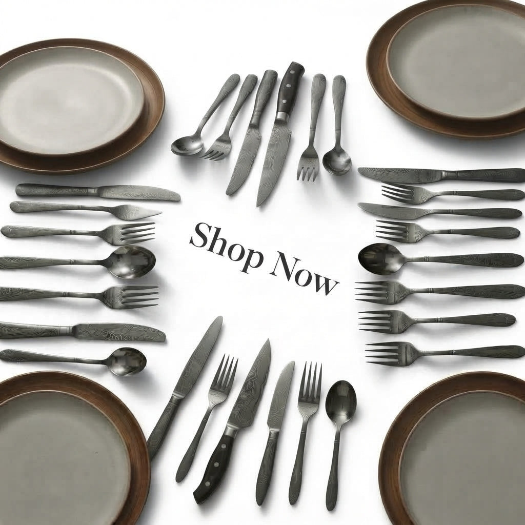 Zave Cutlery - Premium Stainless Steel Flatware Set with Textured Finish