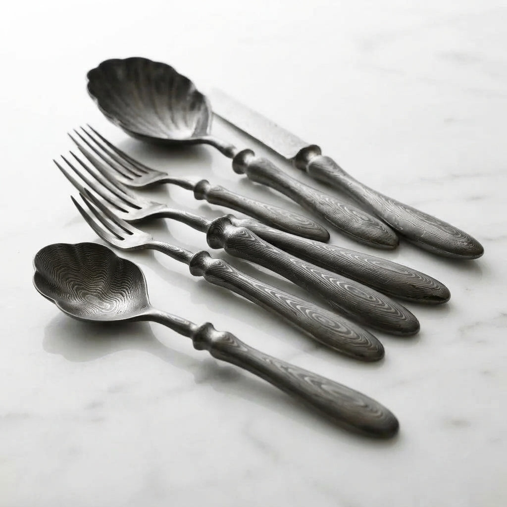 Zave Cutlery Artisan Textured Stainless Steel Flatware Set – Elegant Dining Collection
