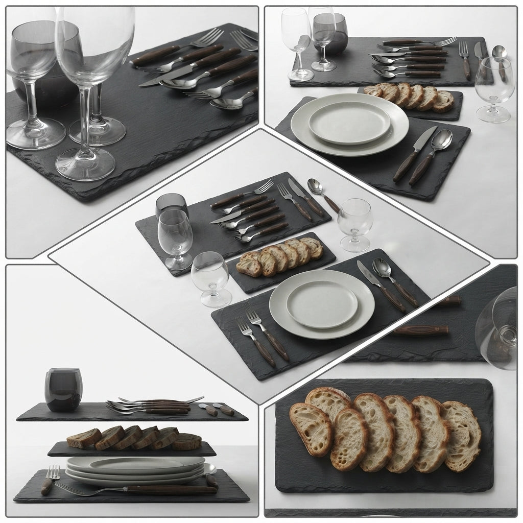 Zave Cutlery Premium Stainless Steel Cutlery & Slate Serving Set