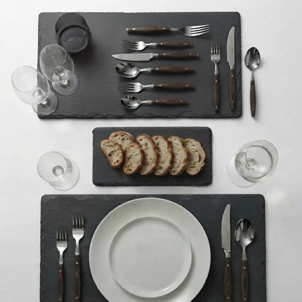 Zave Cutlery Premium Stainless Steel Cutlery & Slate Serving Set
